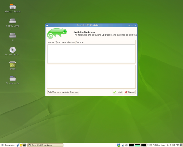 OpenSUSE updater applet for GNOME